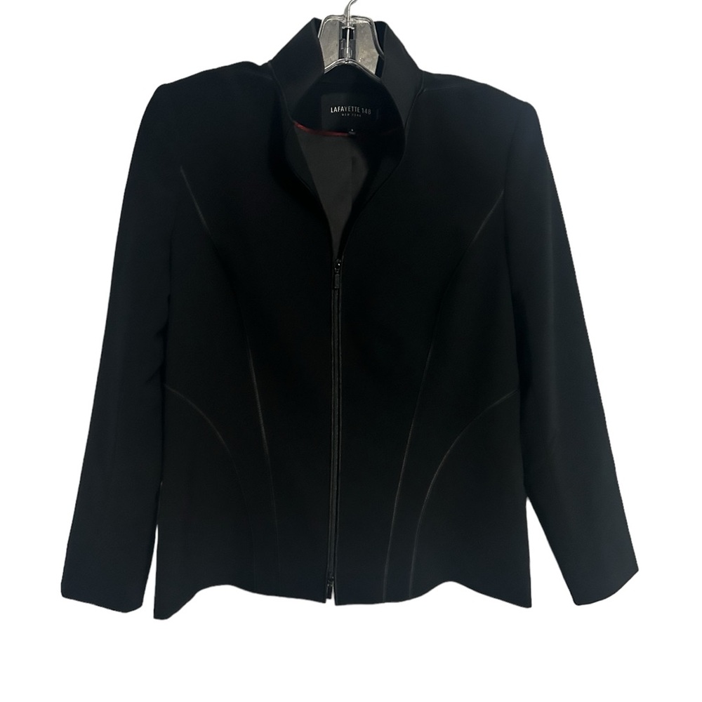 Lafayette 148 Blazer Jacket Black Full Zip Size Petite 8